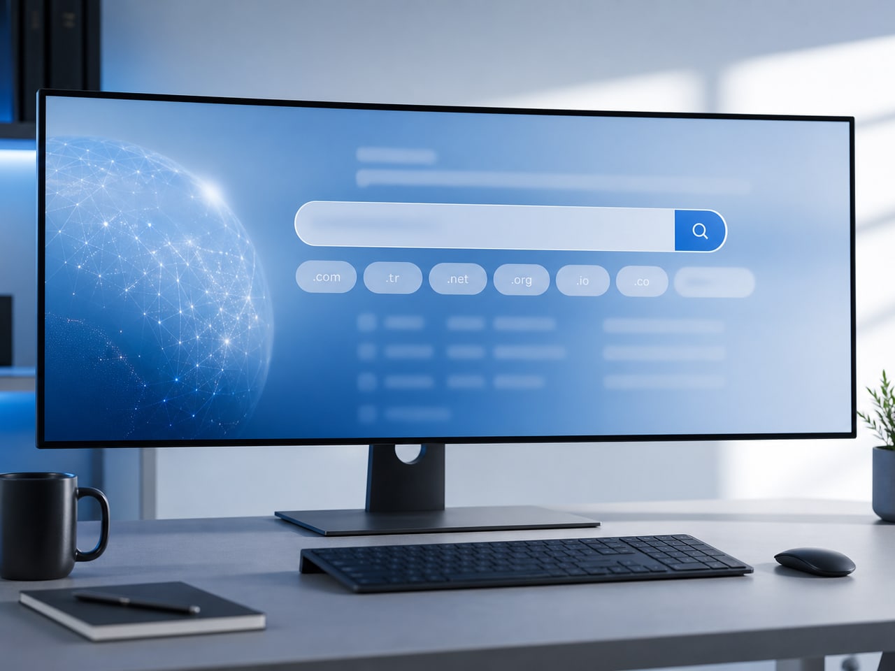 Alan adı tescil, DNS ve transfer yönetimi için modern sorgulama ekranı